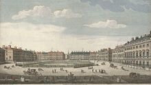 Londra, veduta prospettica di St. James' Square (J. Bowles, 1753).